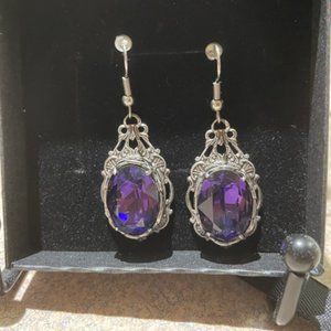 Purple crystal dangling earrings (brand new)